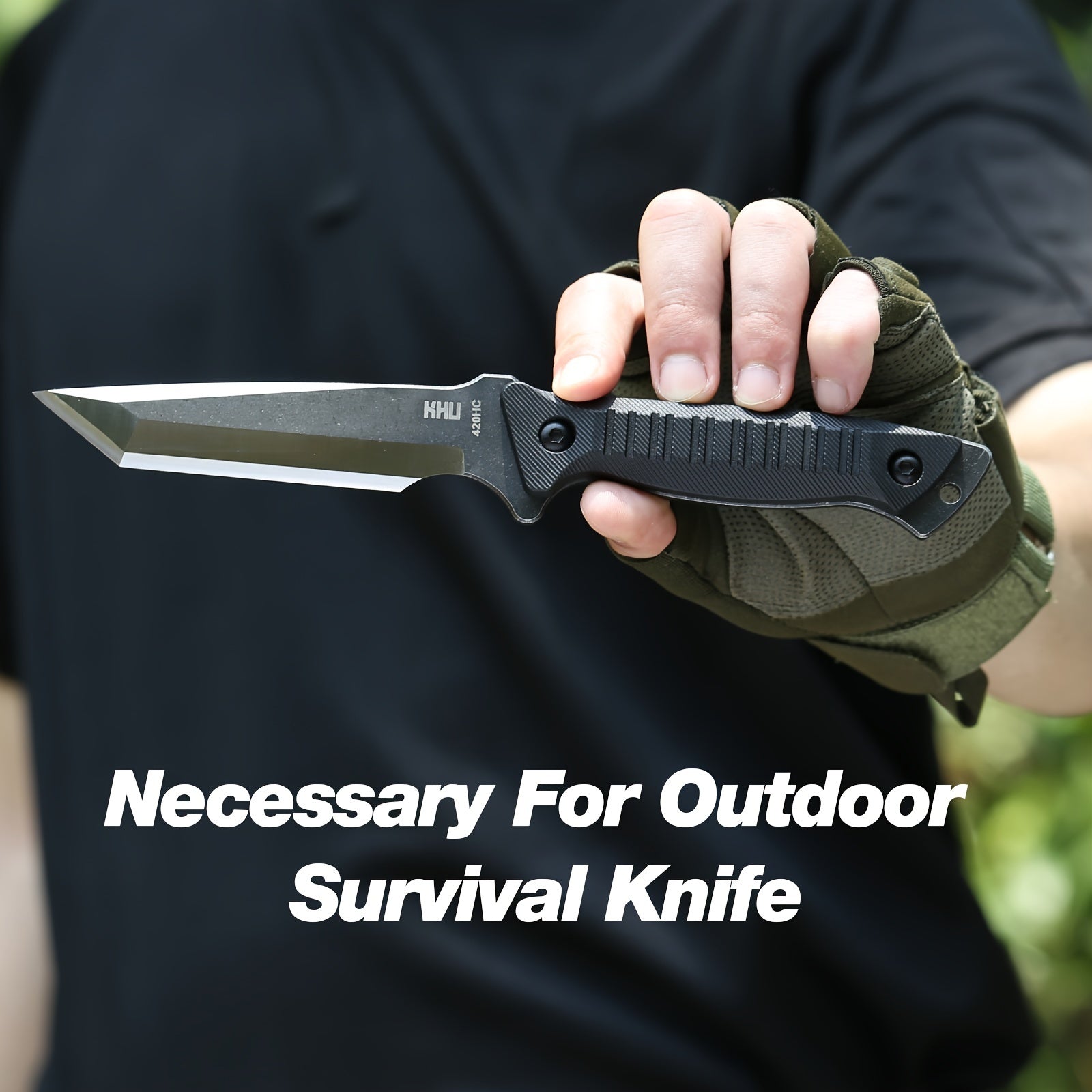 KHU Hunting Knife Survival Knife Fixed Blade Knife Tactical 420HC Steel Nylon Plastic Handle Outdoor Hunting Camping Accessories Camping Gear With Kydex Sheath  03A