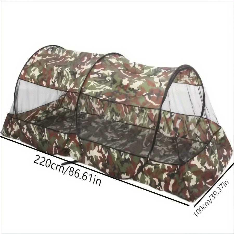 Portable Camouflage Mosquito Net Tent Easy Setup Sunshade  Insect Repellent Waterproof Fabric Ideal for Outdoor Travel  Study Abroad Extended Canopy Design