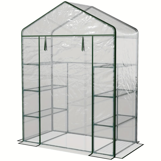 56 X 29 X 77 Portable Walkin Greenhouse Garden Flower Plant Growing Warm House W 4 Tier Shelves And Roll Up Zippered Door Transparent